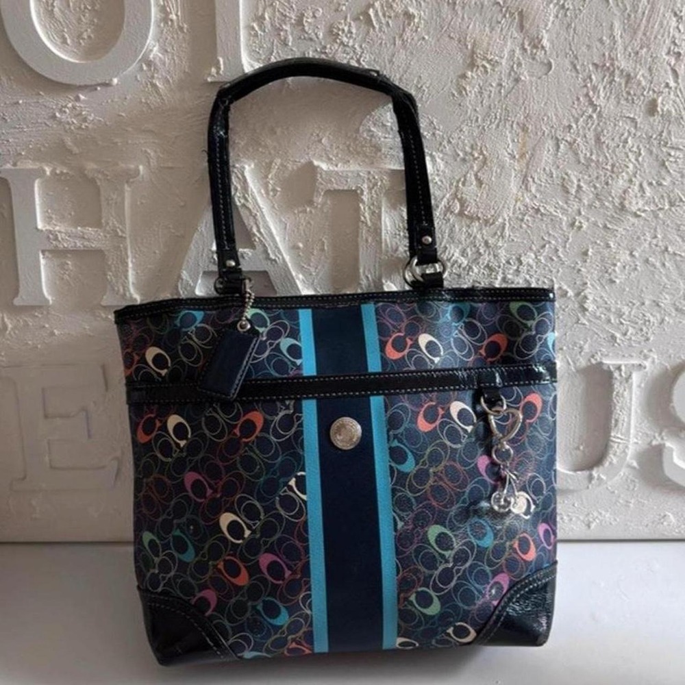 Coach Purse Chelsea Heritage Signature C Colorful Tote F15139